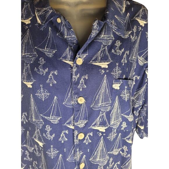 Saddlebred Mens Shirt Navy/White Sailboat Design Short Sleeve Sz XL - Picture 3 of 5